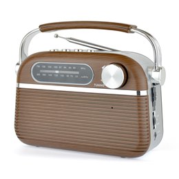 N6403WD Lloytron 'Vintage' Rechargeable Portable AM/FM Radio - Wood Effect