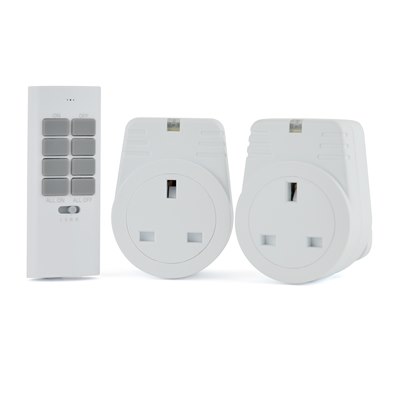 RapidResponse 2x 1Kw Remote Controlled Sockets - White