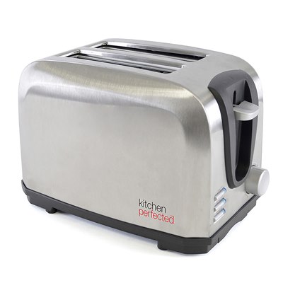 KitchenPerfected 2 Slice Wide Slot Toaster - Brushed Steel