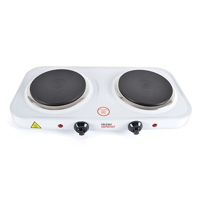 KitchenPerfected 2000w Double Hotplate - White