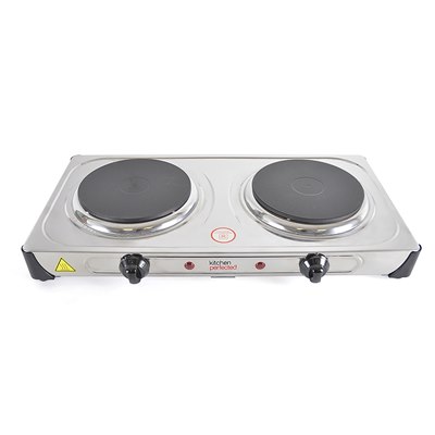 KitchenPerfected 2000w Double Hotplate - Stainless Steel