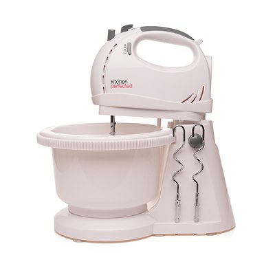 KitchenPerfected 300w Hand Mixer with 2ltr Rotating Bowl - White