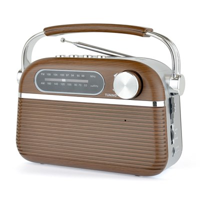Lloytron 2 Band 'Vintage' Rechargeable Portable Radio + MusicStream - D.Oak