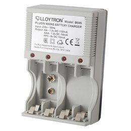 B046 Lloytron 4xAA/AAA+9v Plugin Battery Charger for NiMH Batteries